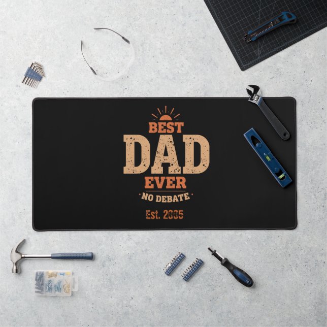 Custom Retro Best Dad Ever Personalized Gift Desk Mat (Workstation)