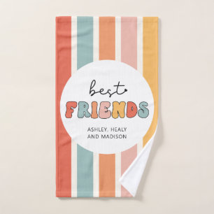 Custom Retro Best Friends BFFs Cute Besties Gifts Hand Towel