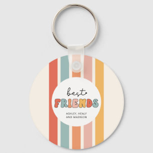 Custom Retro Best Friends BFFs Cute Besties Gifts Keychain