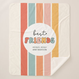 Custom Retro Best Friends BFFs Cute Besties Gifts Sherpa Blanket
