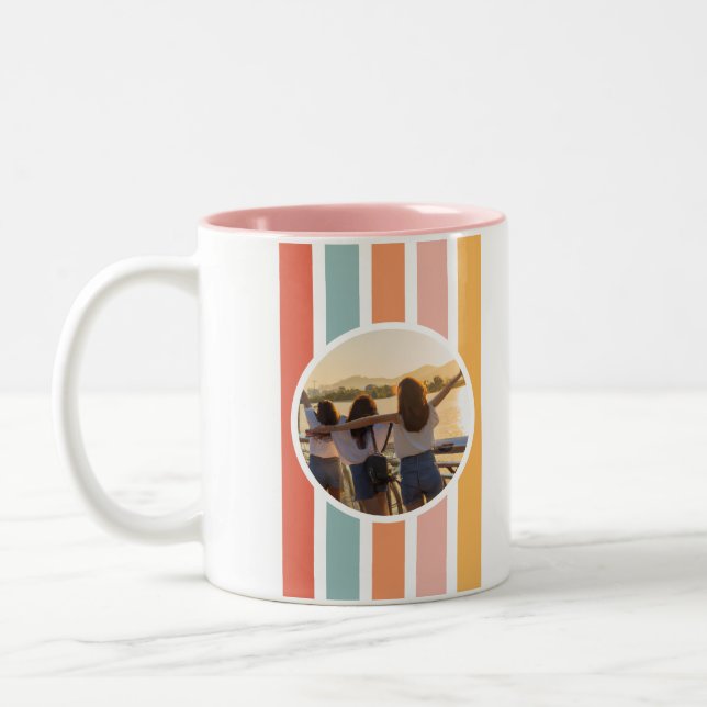 Custom Retro Best Friends BFFs Cute Besties Photo Two-Tone Coffee Mug (Left)