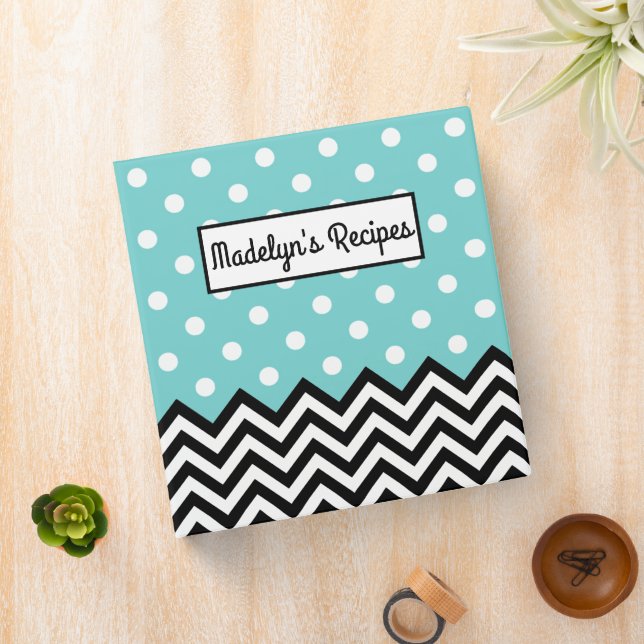 Custom Retro Black White Zigzag Stripes Pattern Binder (In Situ)