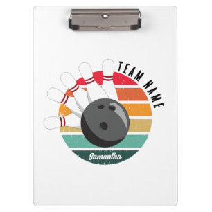 Custom Retro Bowling Pins Team & Player Name  Clipboard