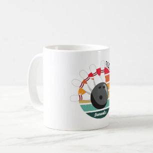 Custom Retro Bowling Pins Team & Player Name  Coffee Mug