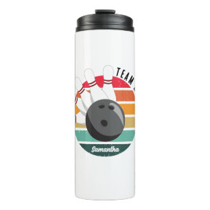 Custom Retro Bowling Pins Team & Player Name  Thermal Tumbler