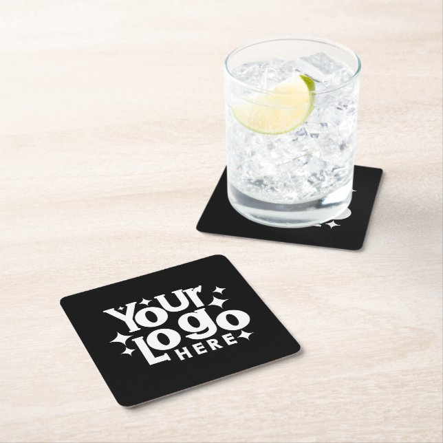 Custom Retro Business Logo Marketing Branding Square Paper Coaster (Insitu)