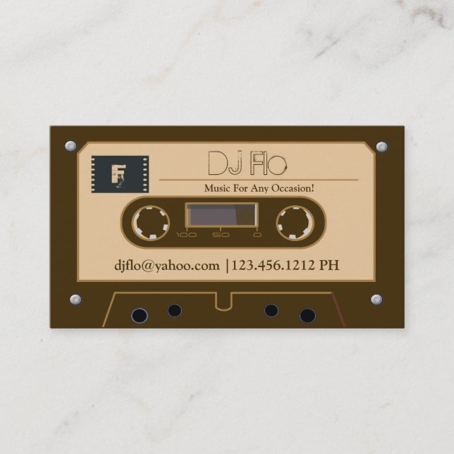 Custom Retro Cassette Tape DJ Business Cards (Front)