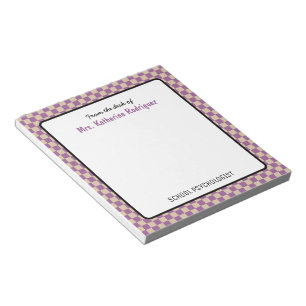 Custom Retro Check Pattern School Psychologist Notepad