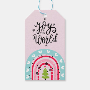 Custom Retro Christmas Rainbow "Joy to the World" Gift Tags