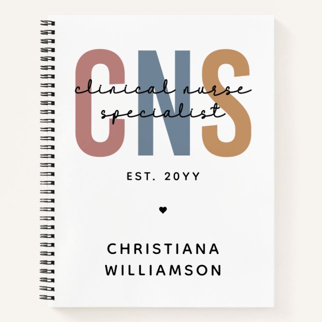 Custom Retro CNS Clinical Nurse Specialist Notebook (Front)