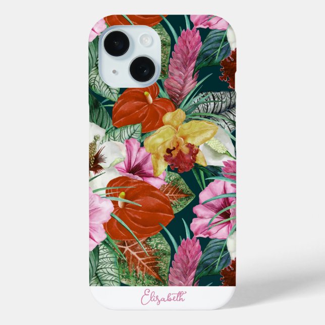 Custom Retro Coastal Paradise Blooms Case-Mate iPhone Case (Back)