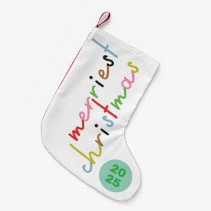 custom retro colorful merriest christmas small christmas stocking