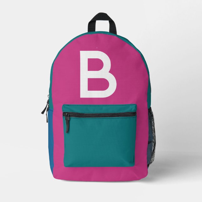 Custom Retro Colour Block Initial Backpack (Front)