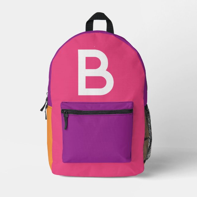 Custom Retro Colour Block Initial Backpack (Front)