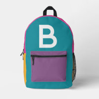 Custom Retro Colour Block Initial Backpack