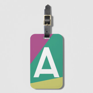 Custom Retro Colour Block Monogram Luggage Tag