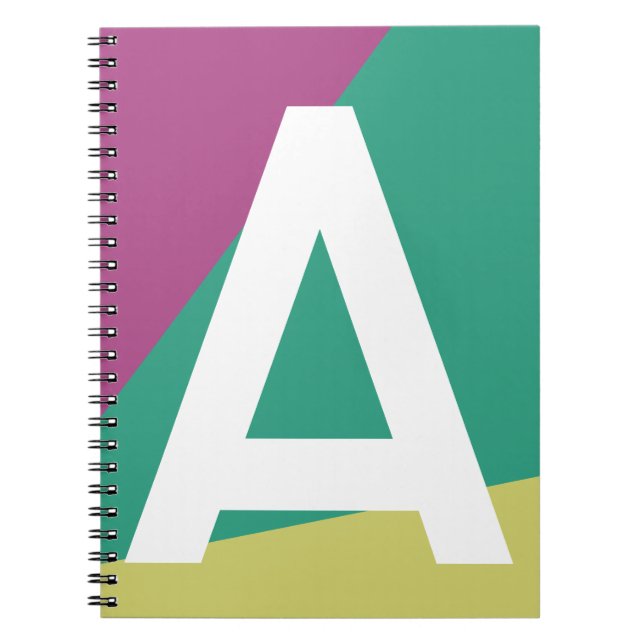 Custom Retro Colour Block Monogram Notebook (Front)