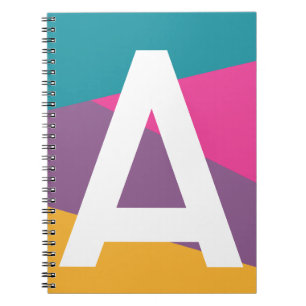Custom Retro Colour Block Monogram Notebook