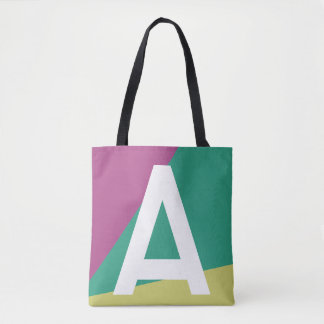 Custom Retro Colour Block Monogram Tote Bag