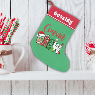 Custom Retro Cousin Crew Christmas Small Christmas Stocking
