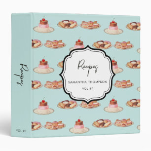 Custom Retro Dessert Bakery Recipe Cookbook Binder