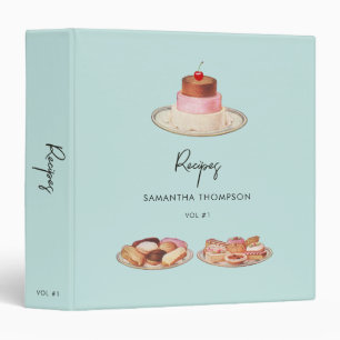 Custom Retro Dessert Recipe Cookbook  Binder