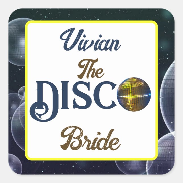 Custom  Retro Disco Bachelorette Party Disco Bride Square Sticker (Front)