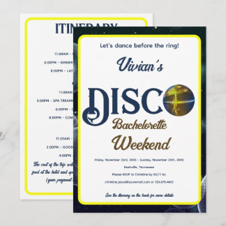 Custom Retro Disco Bachelorette Weekend Invitation