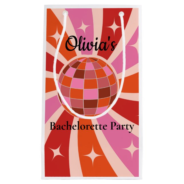 Custom Retro Disco ball Bachelorette party  Small Gift Bag (Front)