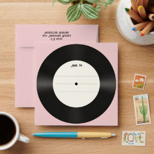 Custom Retro Faux Vinyl Record Music  Envelope