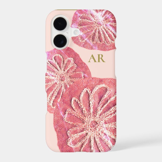 Custom Retro Floral Blush Pink Peach Flower Chic  (Back)