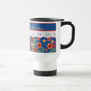 Custom Retro Floral, Faux Lace Travel Mug