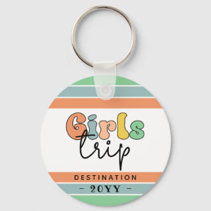 Custom Retro Girls Trip   Girls weekend Getaway Keychain