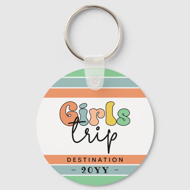 Custom Retro Girls Trip | Girls weekend Getaway Keychain (Front)