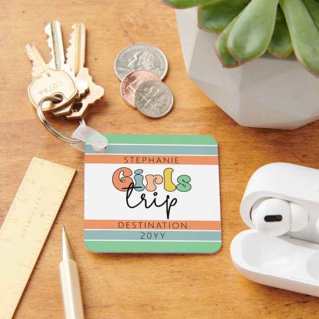 Custom Retro Girls Trip | Girls weekend Getaway Keychain (Desk)