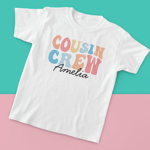 Custom Retro Groovy Cousin Crew Kids T-Shirt