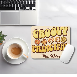 Custom Retro "Groovy Principal" Wavy Vintage  Mouse Pad