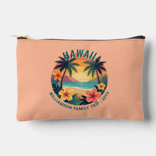 Custom Retro Hawaii Tropical Vacation Family Trip Accessory Pouch