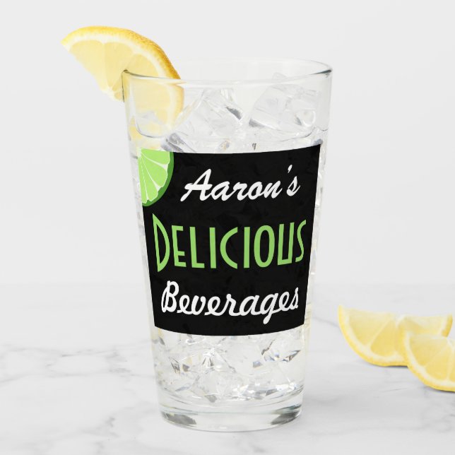 Custom Retro Lime Delicious Beverage Glass Gift (Front Ice)
