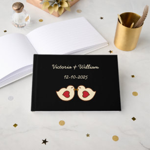 Custom Retro Love Birds Wedding Guest Book