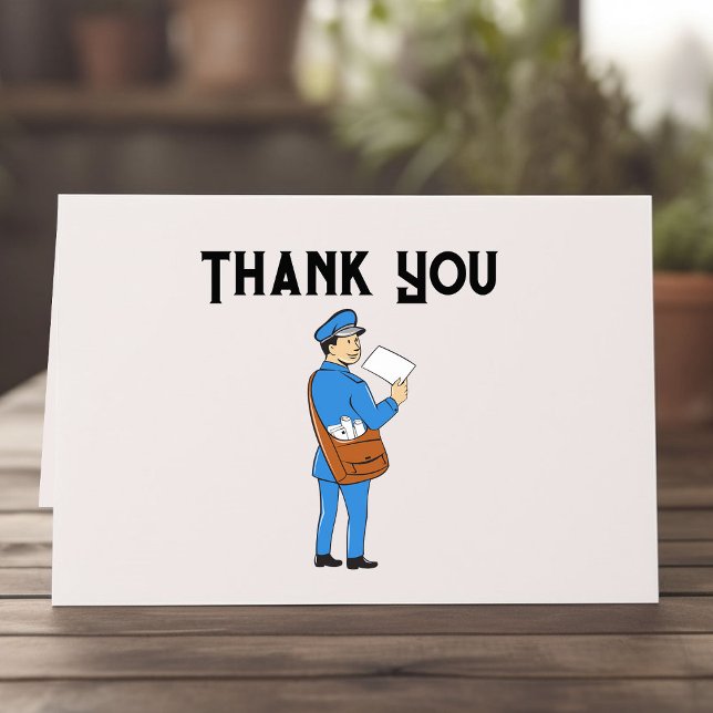 Custom Retro Mail Carrier Folded Thank You Card (Retro Mail man Mail carrier thank you card.)