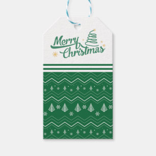 Custom Retro "Merry Christmas" Green White Vintage Gift Tags