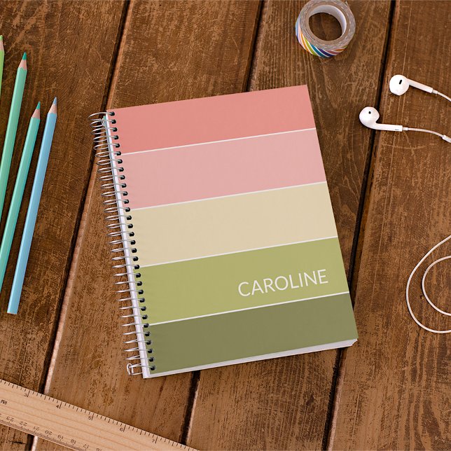 Custom Retro Multi Color Block Stripes Art Pattern Notebook (Creator Uploaded)