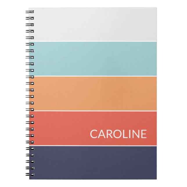Custom Retro Multi Colour Block Stripes Art Patter Notebook (Front)
