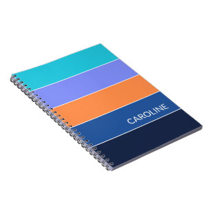 Custom Retro Multi Colour Block Stripes Art Patter Notebook
