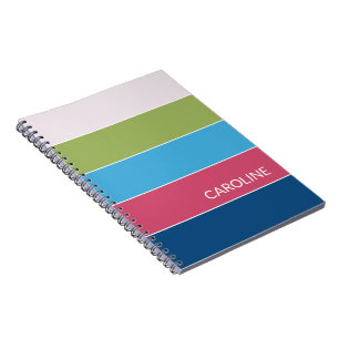 Custom Retro Multi Colour Block Stripes Art Patter Notebook