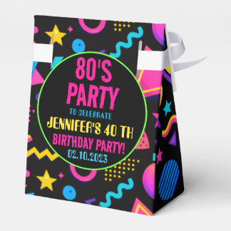 Custom Retro Neon 80’s Birthday – Fun Adult  Favor Box
