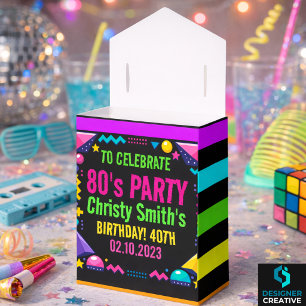 Custom Retro Neon 80’s Birthday Party Favor Box