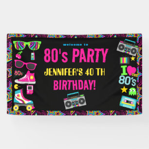 Custom Retro Neon 80's Birthday Party Banner
