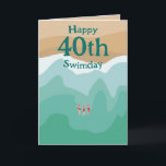 Custom Retro Open Water Swimming 40th Birthday  Card<br><div class="desc">👉 Put a smile on a face with this fun retro open water swimming in the ocean 40th birthday card! This is the perfect card for any wild swimmer! - Simply click to personalize this design 🔥 My promises - This design has unique hand drawn elements (drawn my me!) -...</div>